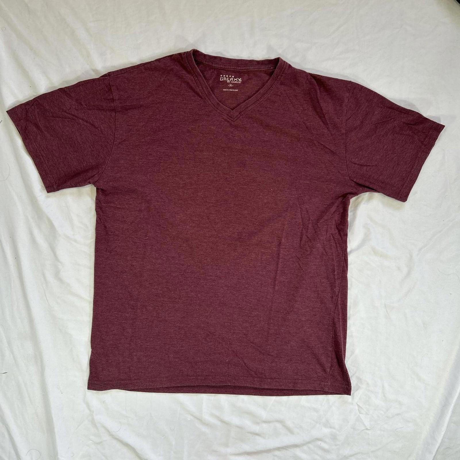 Galaxy By Harvic 2xl Maroon Heather V-Neck T-Shirt.